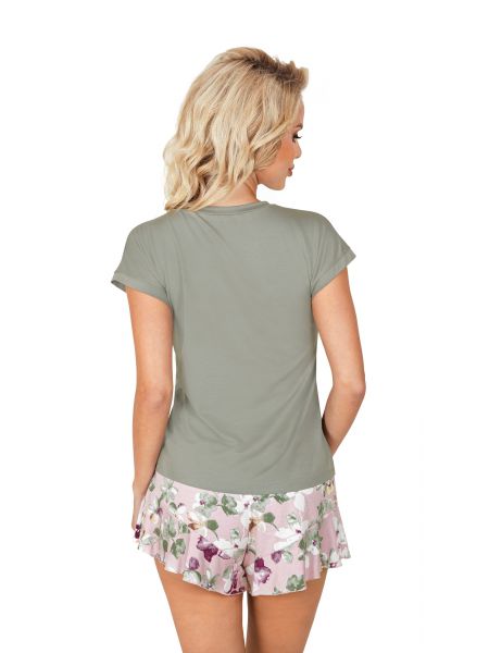 Pijama de damă cu pantaloni scurți - Nicola 1/2 olive - 2