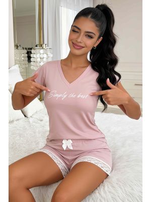 Pijama de damă cu dantelă - Simply 1/2 roz