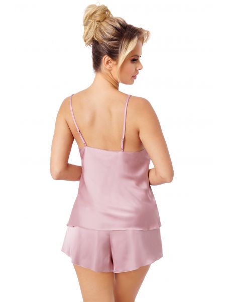 Pijama fără bretele din satin - Ella 1/2 roz pudră - 2