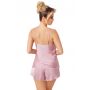 Pijama fără bretele din satin - Ella 1/2 roz pudră - 3
