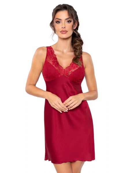 Tricou din satin cu dantelă - Mari, vișiniu - 2