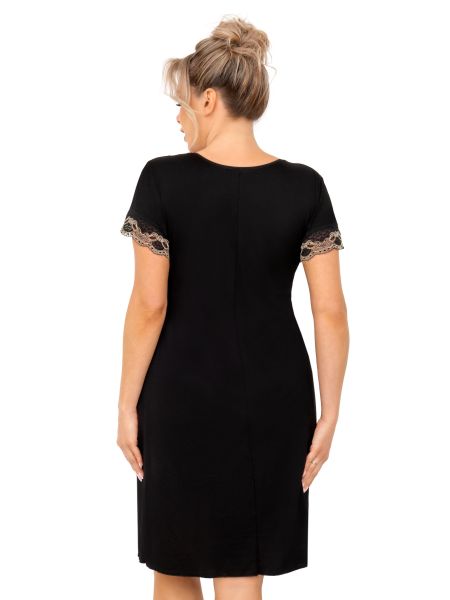 Cămașă de noapte neagră plus size cu dantelă - Hana - 2