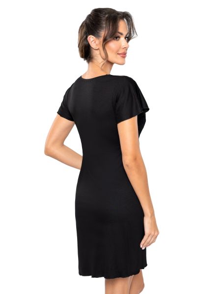 Cămașă de noapte elegantă cu mâneci – Luiza, neagră - 3