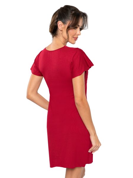 Cămașă de noapte elegantă cu mâneci – Luiza, culoare visiniu - 2